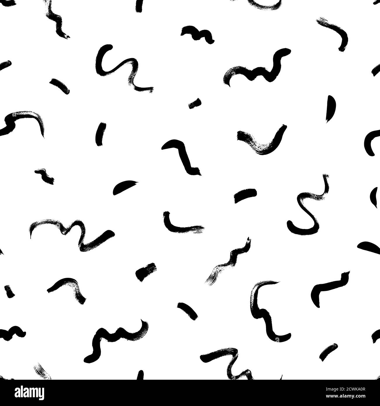 Black freehand scribbles vector seamless pattern.  Stock Vector