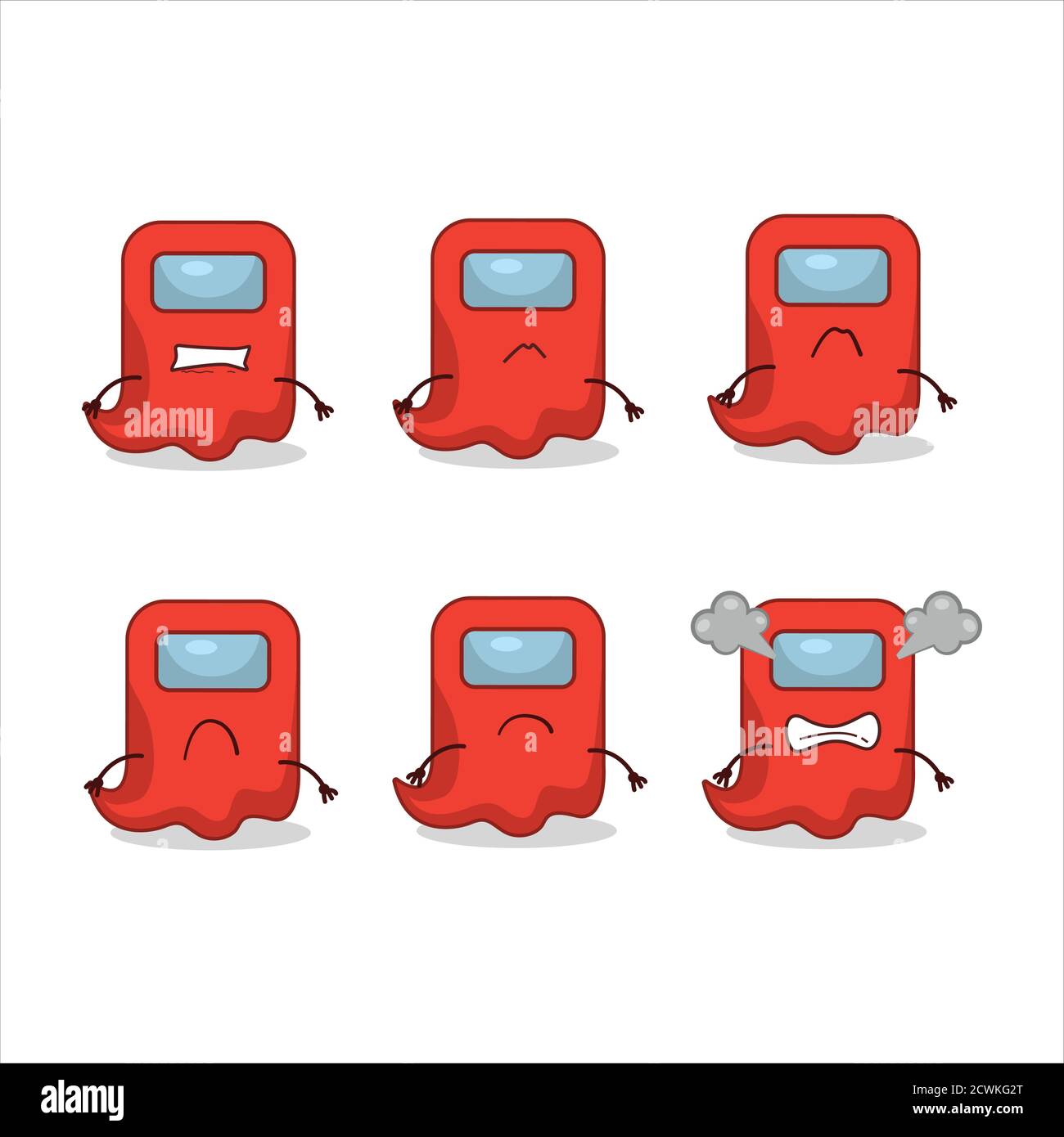 Ghost among us red cartoon character with various angry expressions Stock Vector