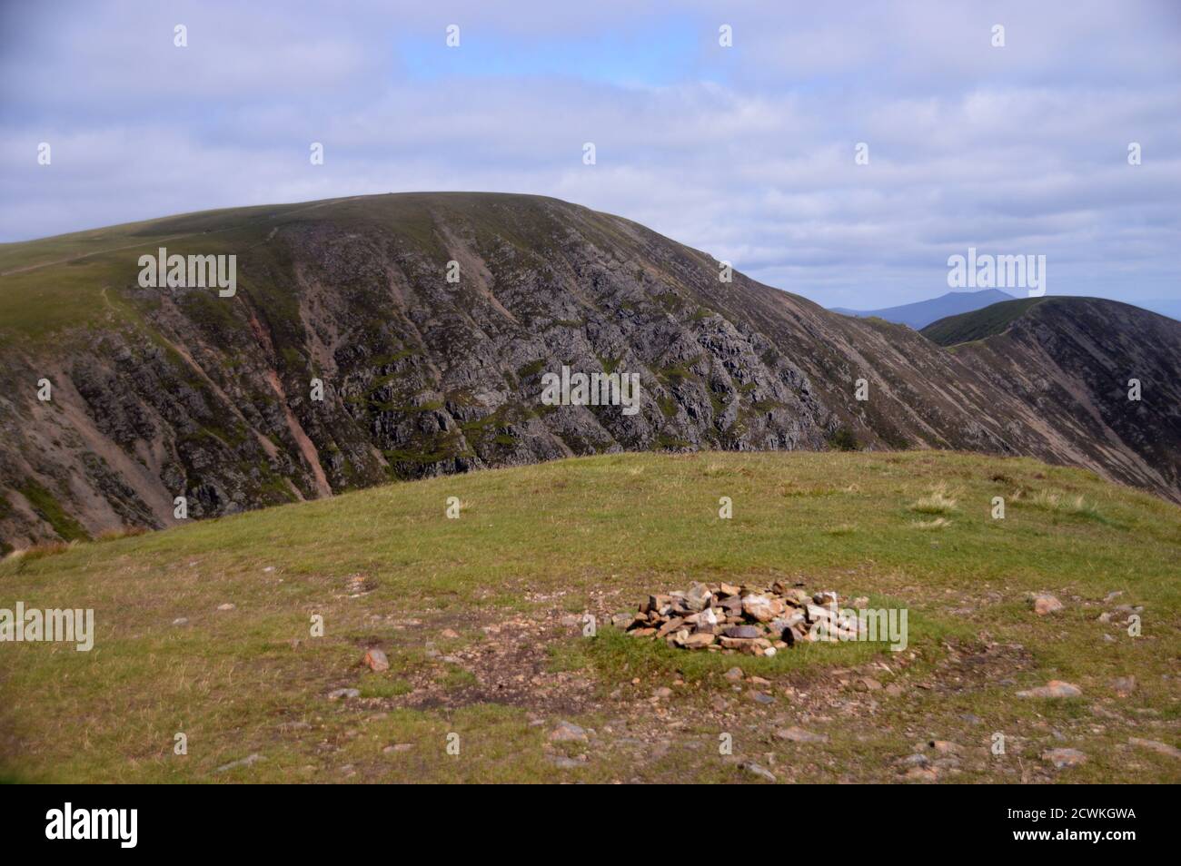 The Wainwrights 'Eel Crag' (Crag Hill) & 'Sail' from the Pile of Stones on the Summit Cairn of  'Wandope' in the Lake District National Park. UK. Stock Photo