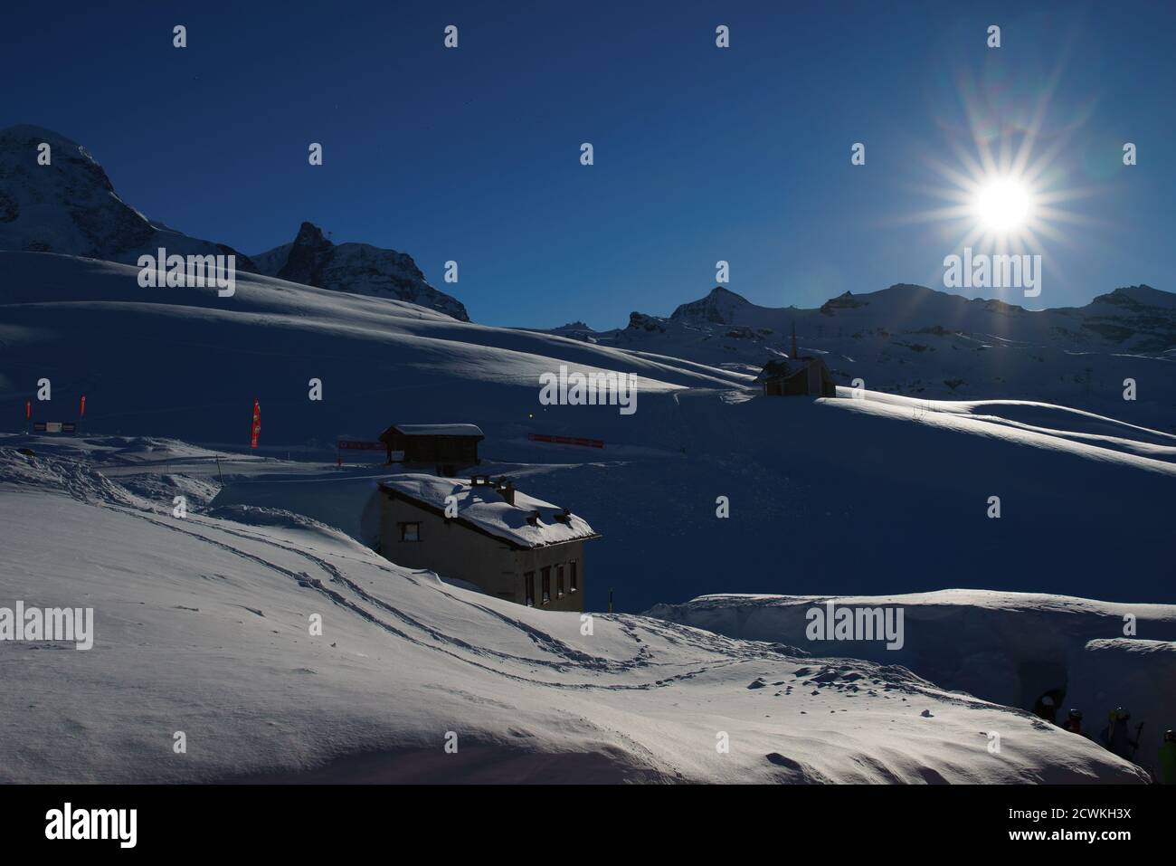 Winter Wonderland in Zermatt, Matterhorn, Switzerland Stock Photo