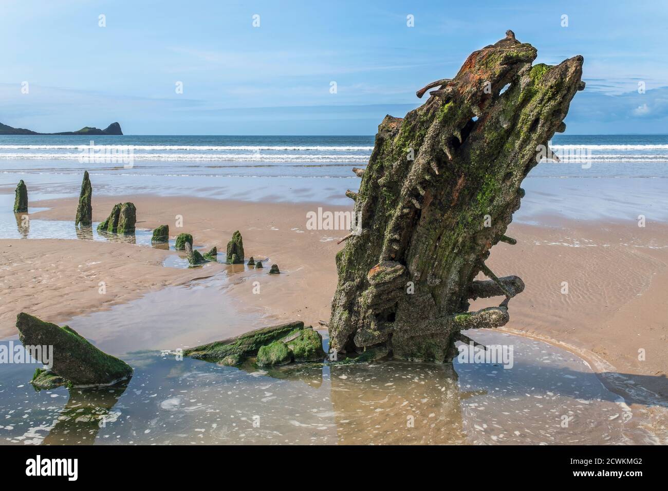 Helvetia ship wreck on Rhossili Bay Gower South Wales Stock Photo Alamy