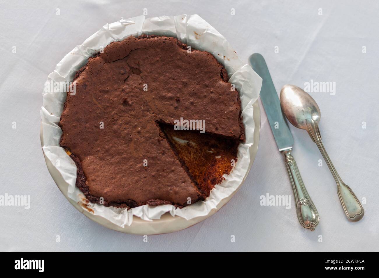 Hand Made Chocolate Cake on a Table Background Stock Photo - Alamy