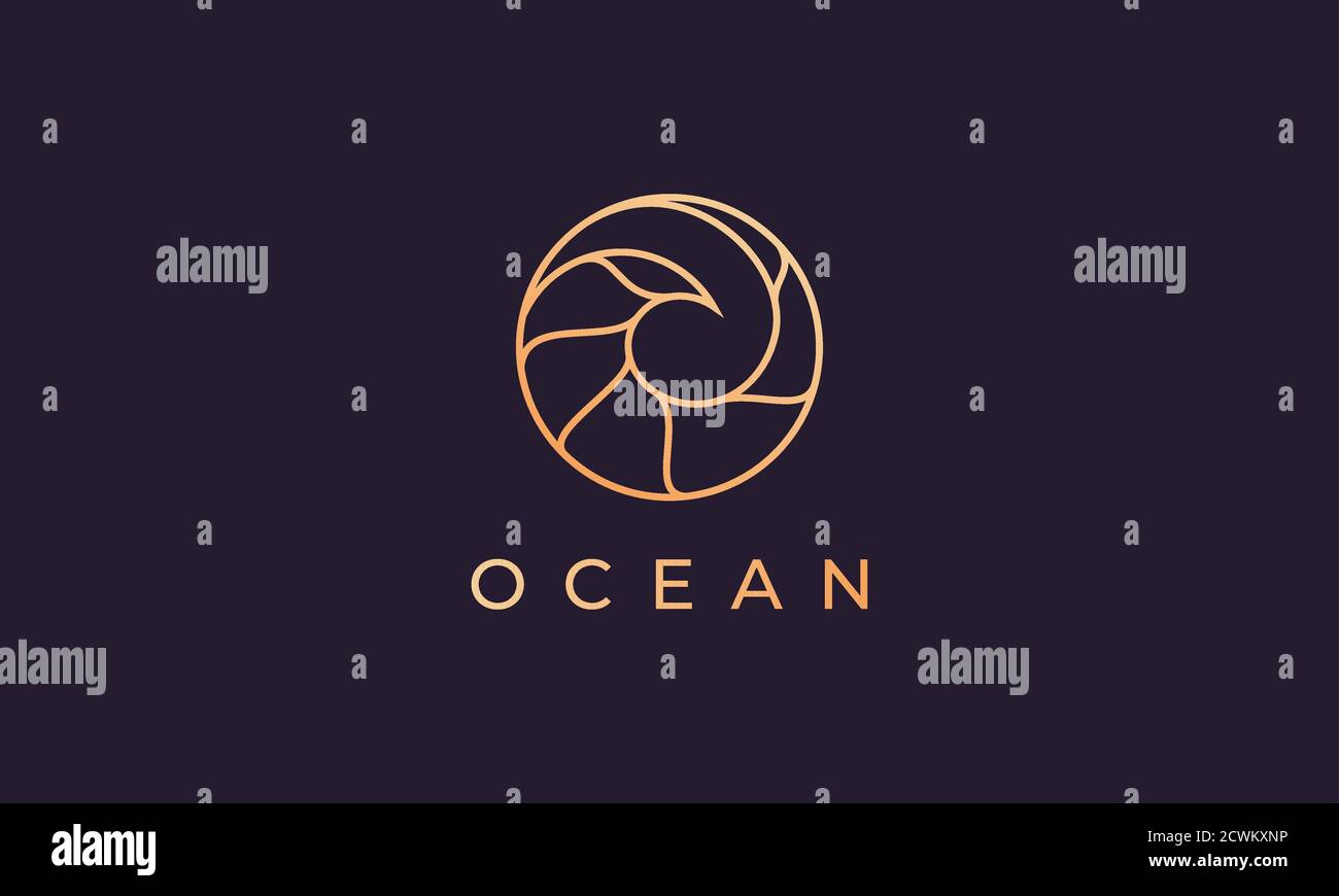 gold ocean wave logo template with luxurious and premium shape Stock ...
