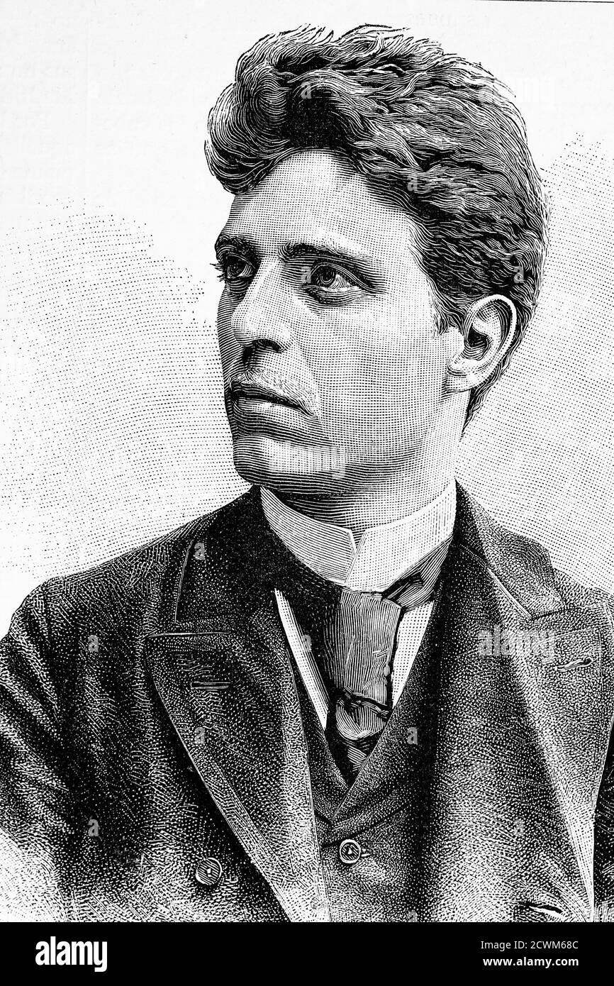 Pietro Mascagni. Italian Opera composer. His masterpiece, Cavalleria rusticana. 1863-1945. Antique illustration. 1891. Stock Photo