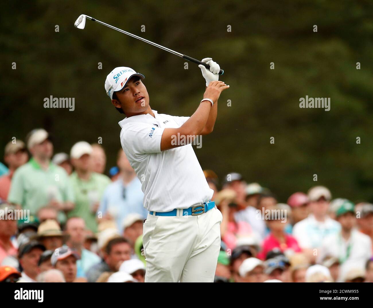 Hideki Matsuyama of Japan hits off the 12th tee during final round play of the Masters golf tournament at the Augusta National Golf Course in Augusta, Georgia April 12, 2015.   REUTERS/Jim Young Stock Photo