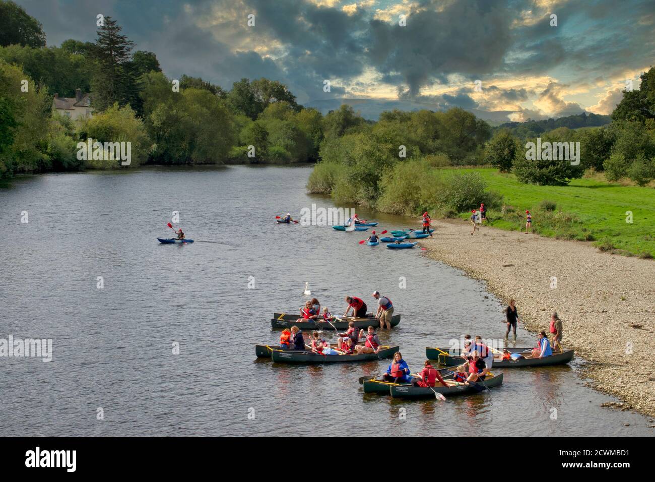 River and adventure sports on the River Wye at Glasbury, Powys, Wales., UK Stock Photo