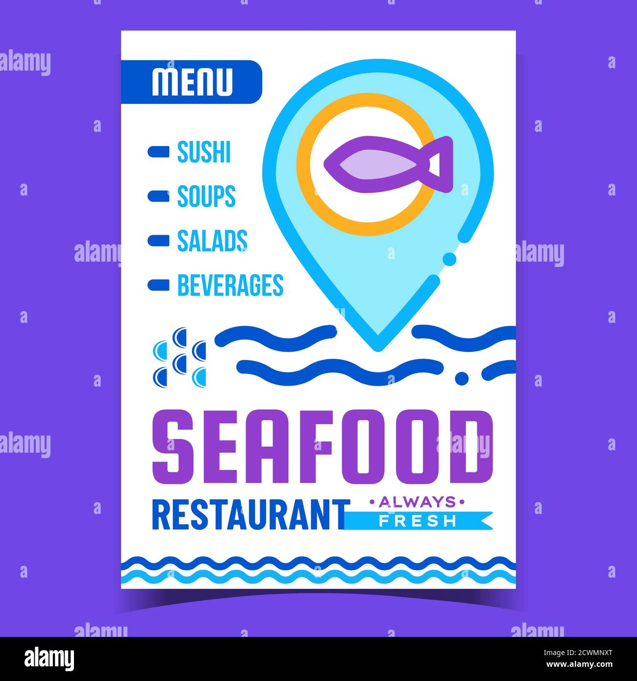 Seafood Restaurant Creative Promo Poster Vector Stock Vector Image ...