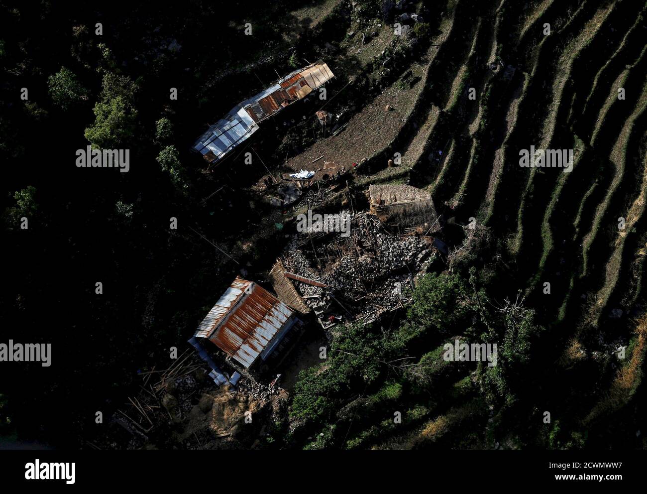 Earthquake nepal aerial hi-res stock photography and images - Alamy
