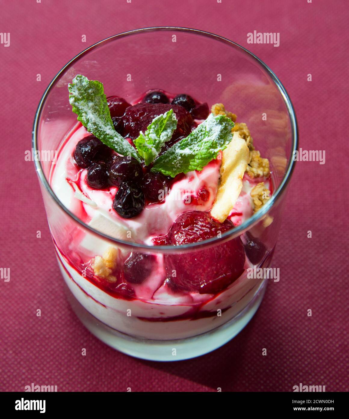 Greek yogurt with cereal and jam Stock Photo Alamy