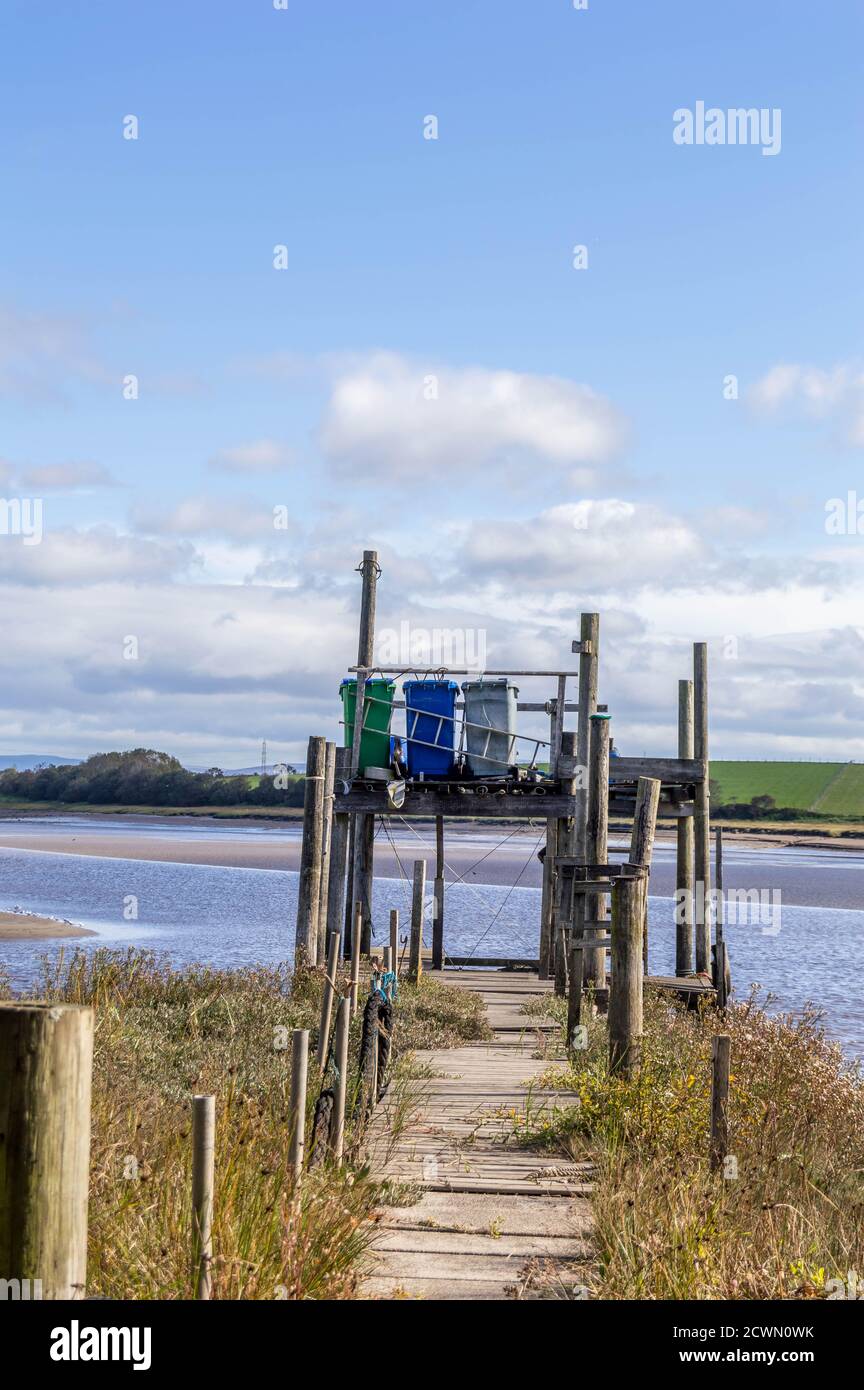Jetty with summer view of river Stock Photo Alamy