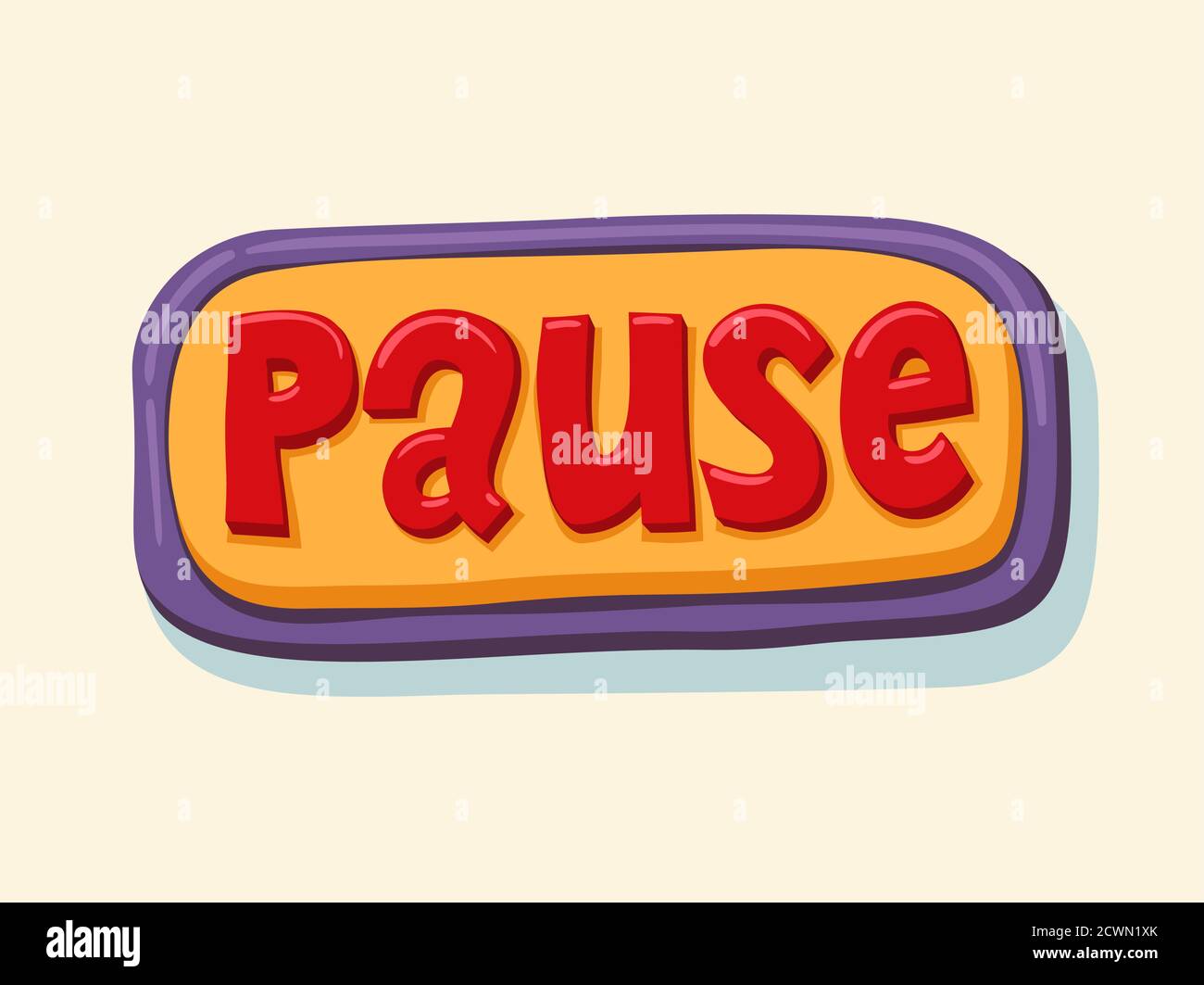 Hand drawn Pause web button. internet button Stock Vector