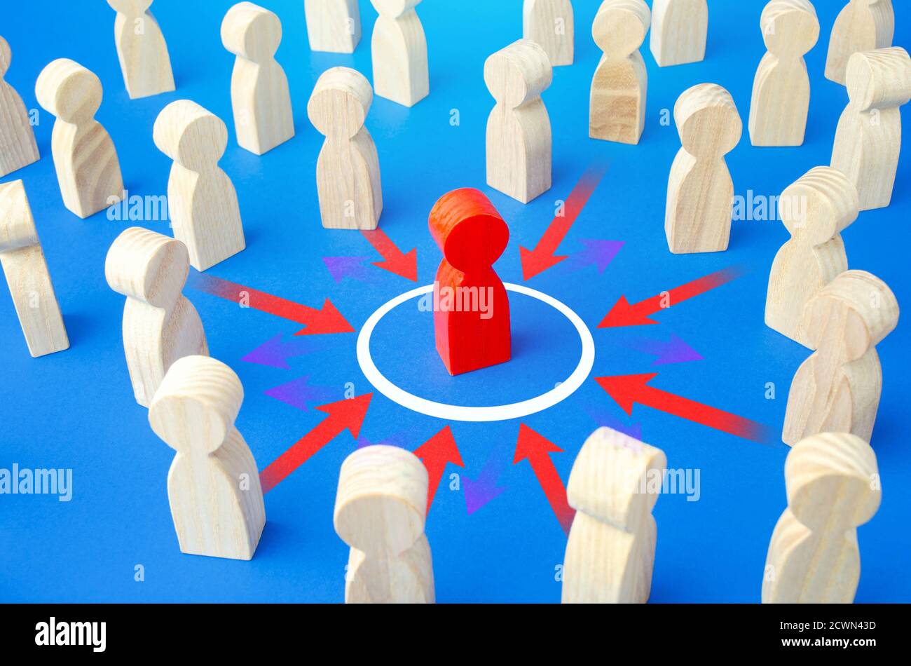 The red man is protected by a barrier from external threats