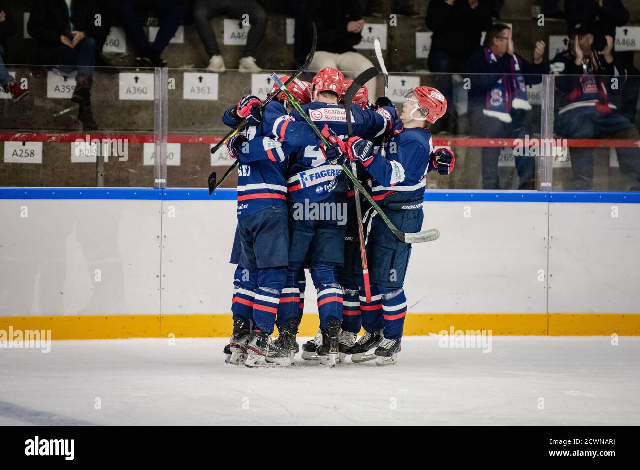 Horsholm, Denmark. 29th Sep, 2020. The players of Rungsted Seier Capital  celebrate a goal during the