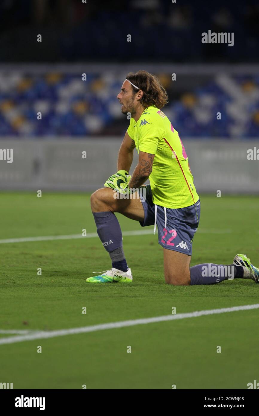 Napoli, Italy. 27th Sep, 2020. Action during soccer match between SSC Napoli and GENOA CFC at Stadio San Paolo in Napoli .final result Napoli vs. GENOA CFC 6-0.In picture Federico Marchetti, GK (Goalkeeper) of GENOA CFC (Photo by Salvatore Esposito/Pacific Press) Credit: Pacific Press Media Production Corp./Alamy Live News Stock Photo