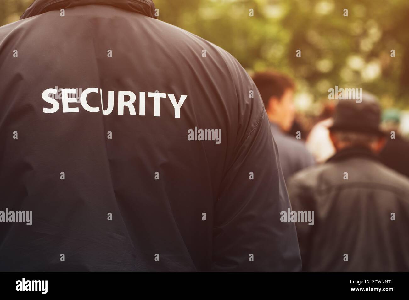 Gate guard security officer on public event wearing uniform Stock Photo
