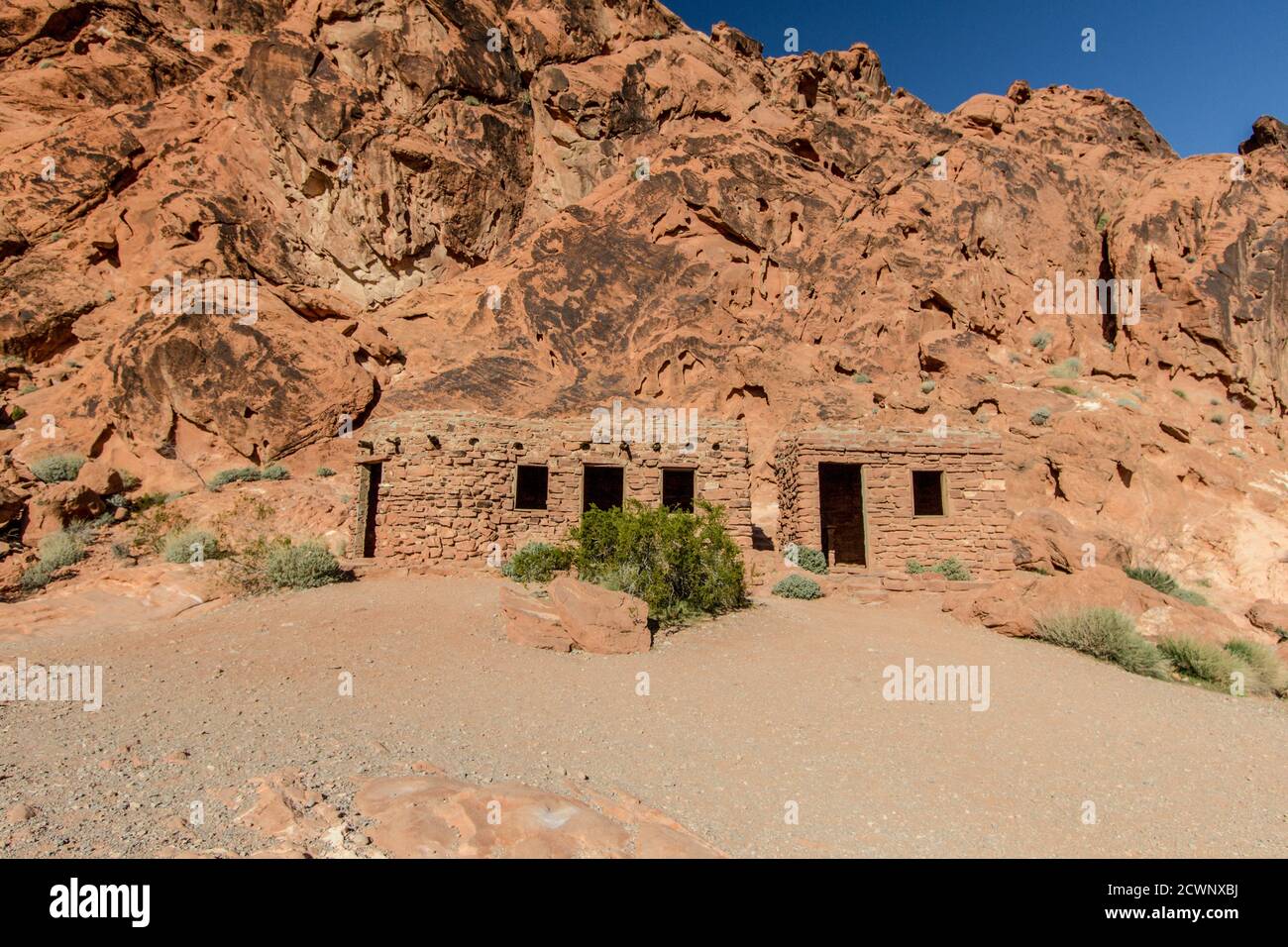 Historic CCC Cabins. Historical Civilian Conservation Corps cabins built in the 1930's by the federal government at the Valley Of Fire State Park. Stock Photo