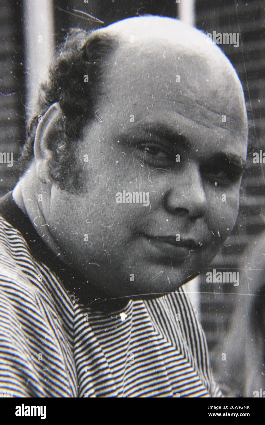 Fine 1970s vintage black and white photography head shot portrait of a ...