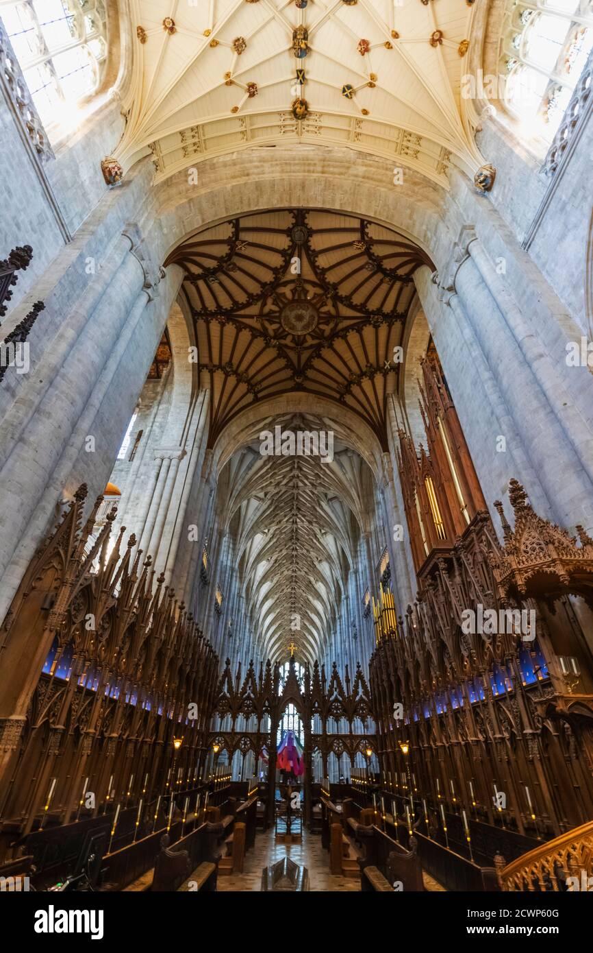 England, Hampshire, Winchester, Winchester Cathedral, The Choir Stalls Stock Photo