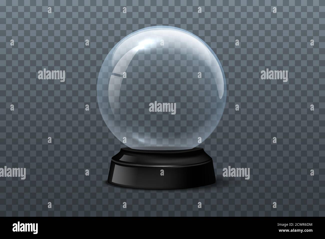 Snow globe template. Empty glass snow globe on transparent background ...