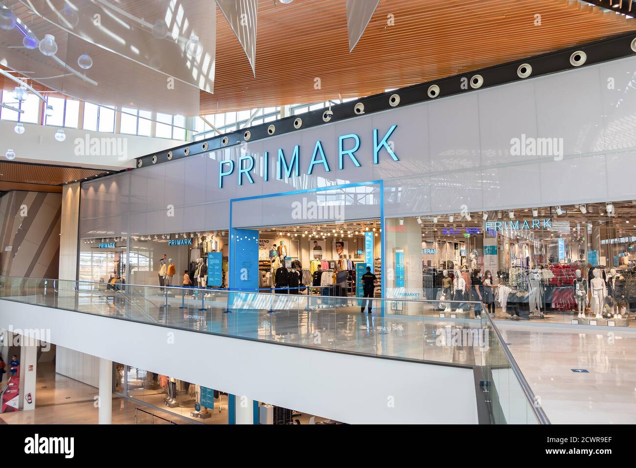 Seville, Spain - September 18, 2020: Primark Store in Lagoh shopping mall. Offers a diverse range of products, baby and children's clothing, womenswea Stock Photo