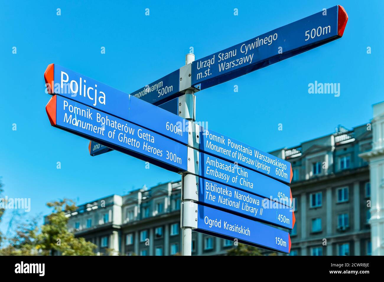 Poland, Warsaw Information signs giving information about the