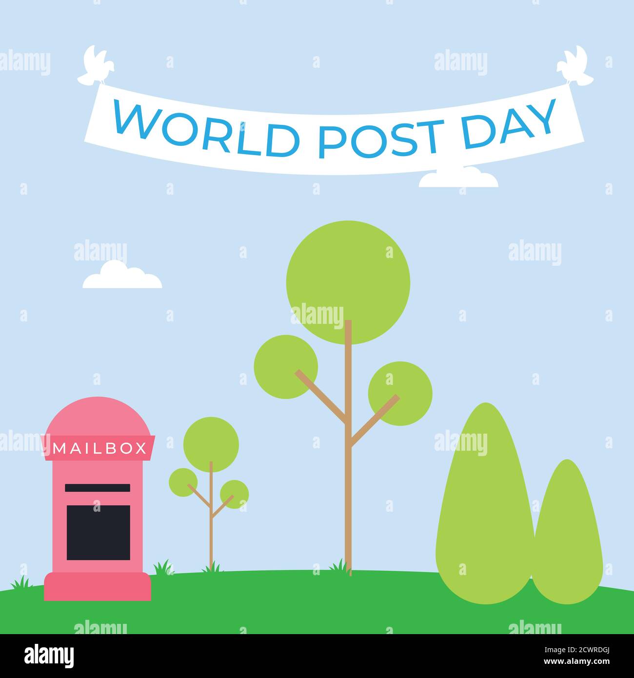 Design for celebration world post day. 9 October Stock Vector