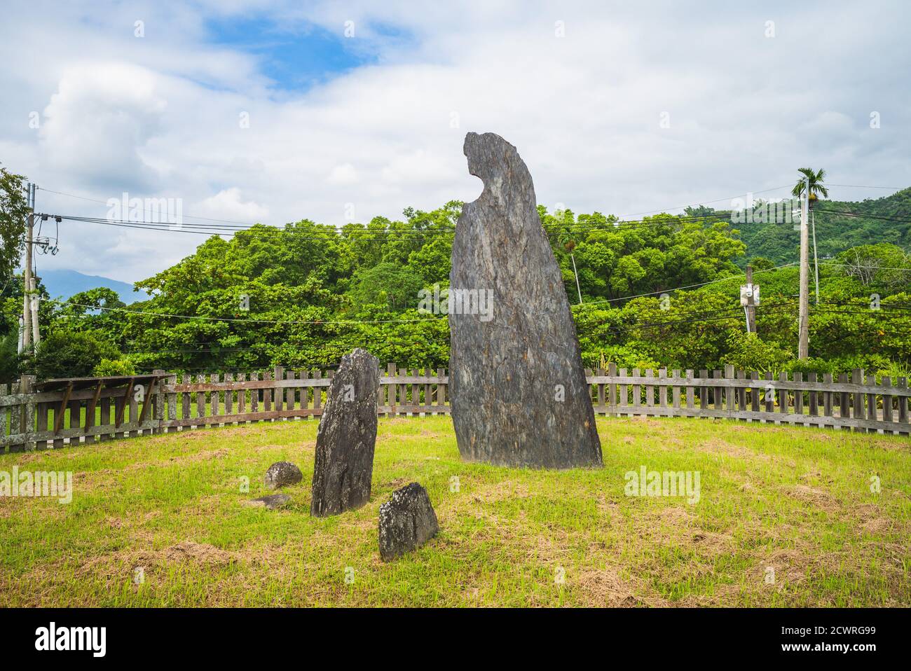 Crescent Stone Pillar at Peinan Site Park, taitung, taiwan Stock Photo