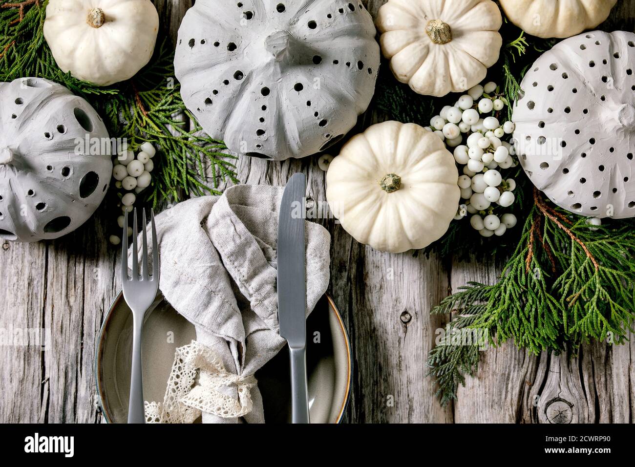 White decorative pumpkins Stock Photo