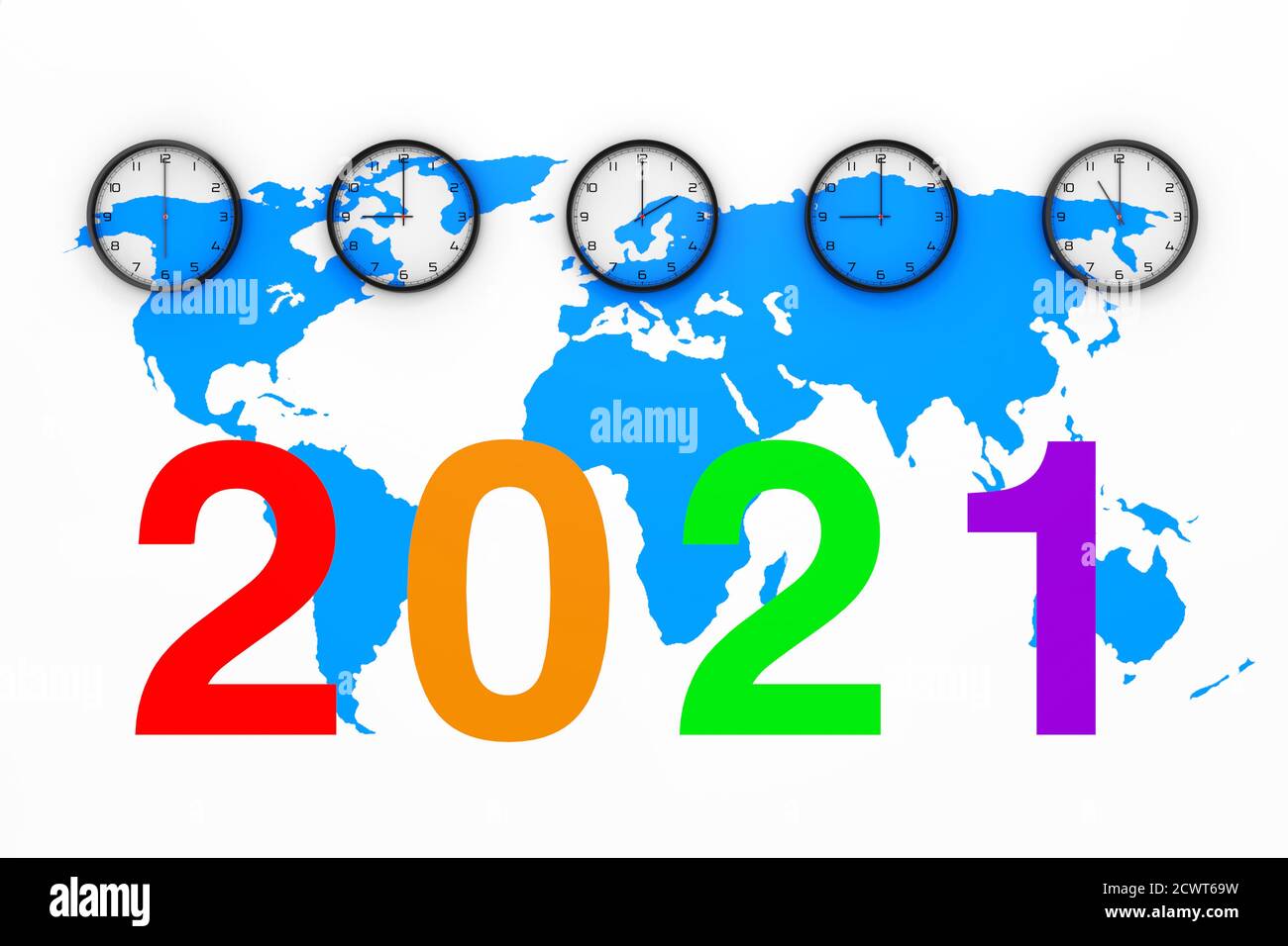 Set Of Clocks With Different World Time Blue World Map And New 21 Year Sign On A White Background 3d Rendering Stock Photo Alamy Set Of Clocks With Different World Time Blue World Map And New 21 Year Sign On A White Background 3d Rendering Stock Photo Alamy