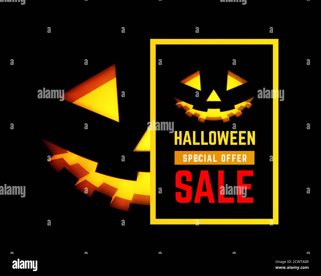 Hallloween sale vector illustration with pumpkin face Stock Vector