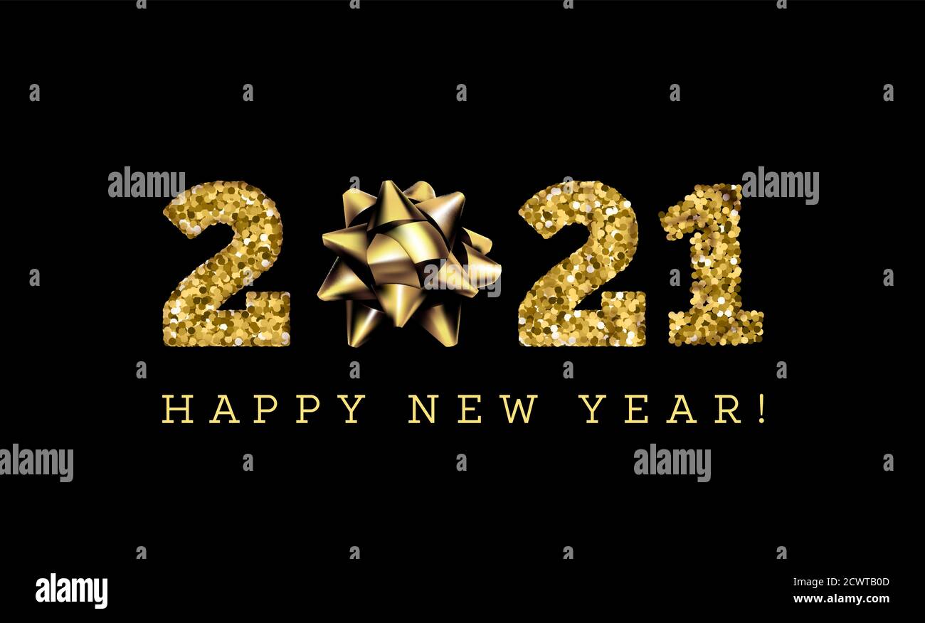 Congratulations on the 2019 happy new year. Holiday Gifts. Vector. Gold on black Stock Vector