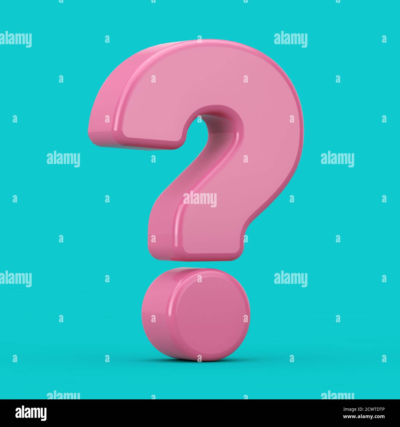 Pink Question Mark Sign as Duotone Style on a blue background. 3d ...