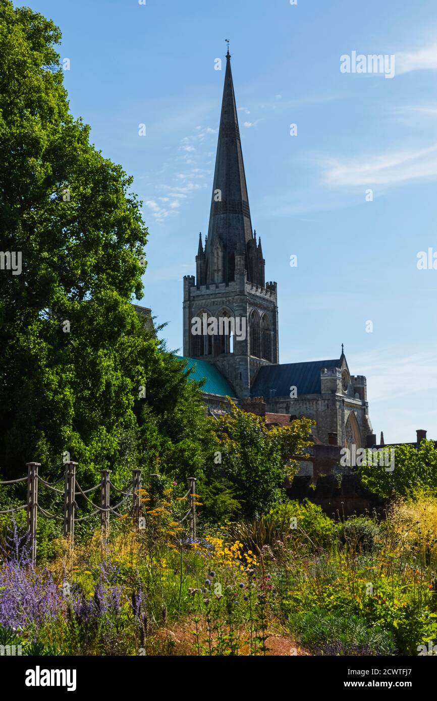 England, West Sussex, Chichester, Chichester Cathedral, Gardens and Cathedral Stock Photo