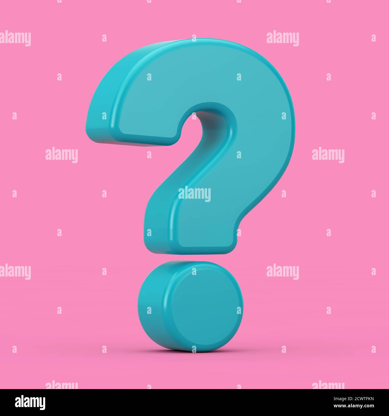 Blue Question Mark Sign as Duotone Style on a pink background. 3d