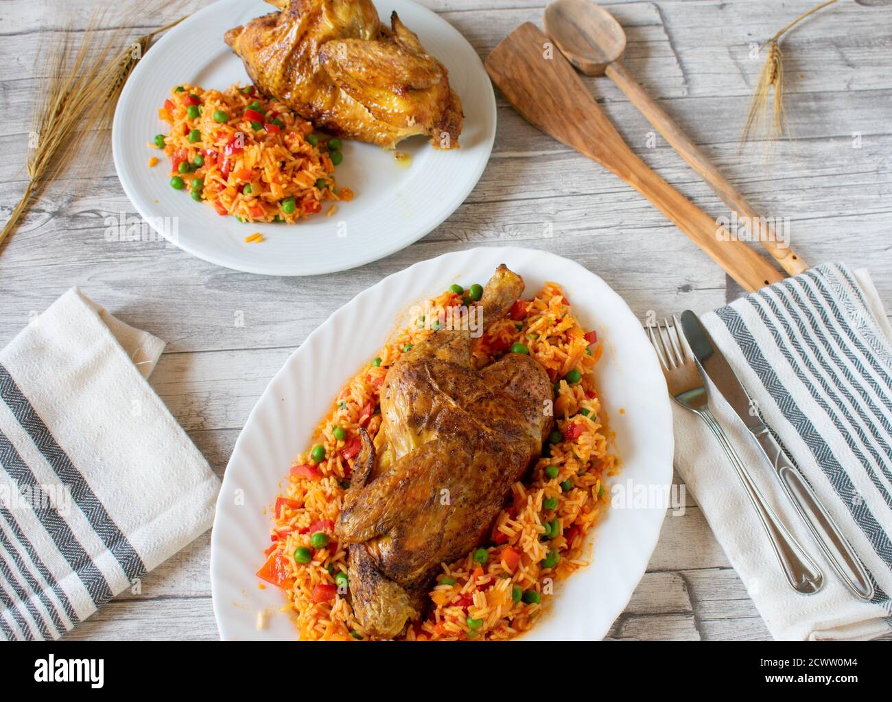 mediterranean chicken dish mit vegetable rice Stock Photo Alamy