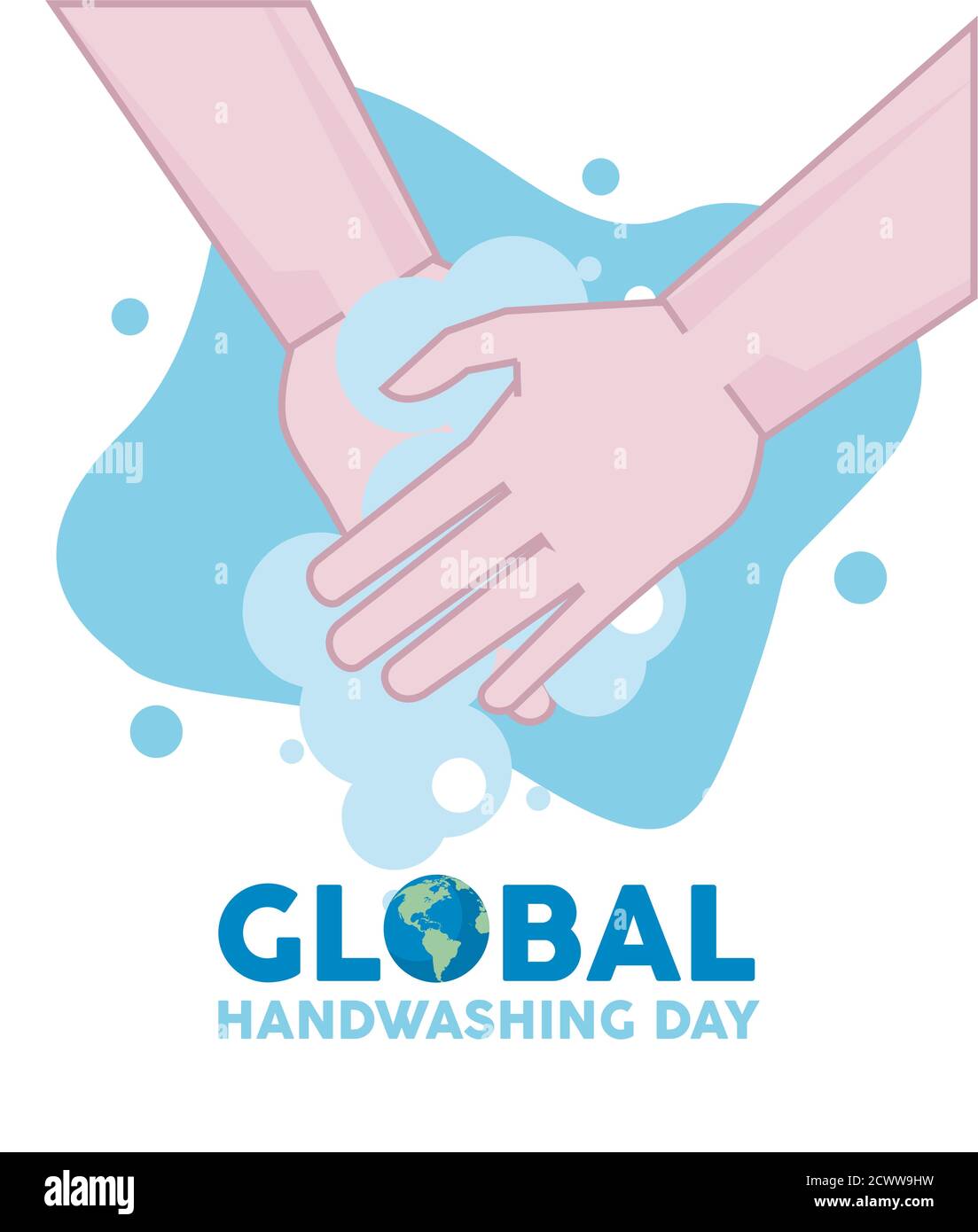 global handwashing day lettering with hands washing vector illustration ...