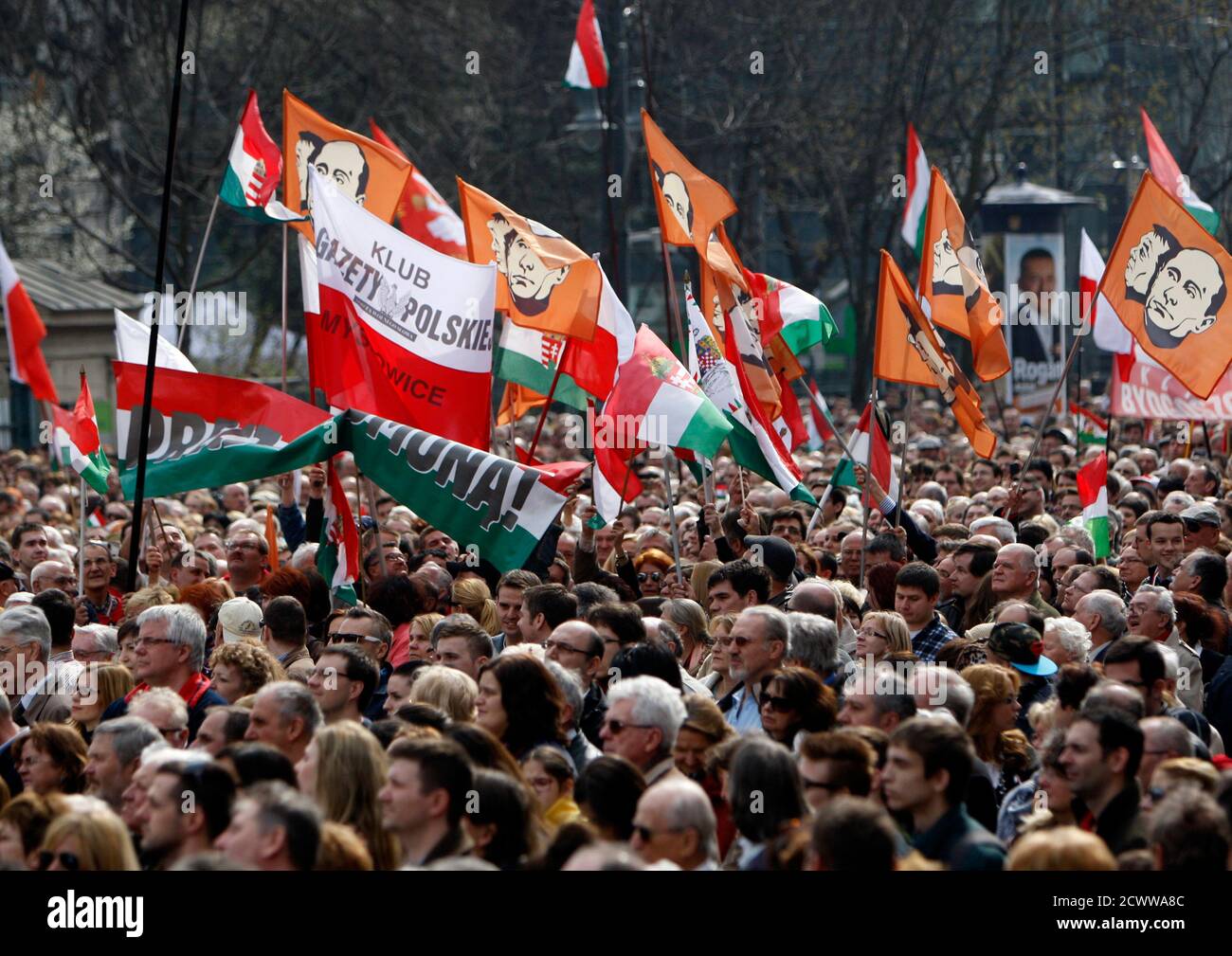 People attend a celebration of the 166th anniversary of antiHabsburg