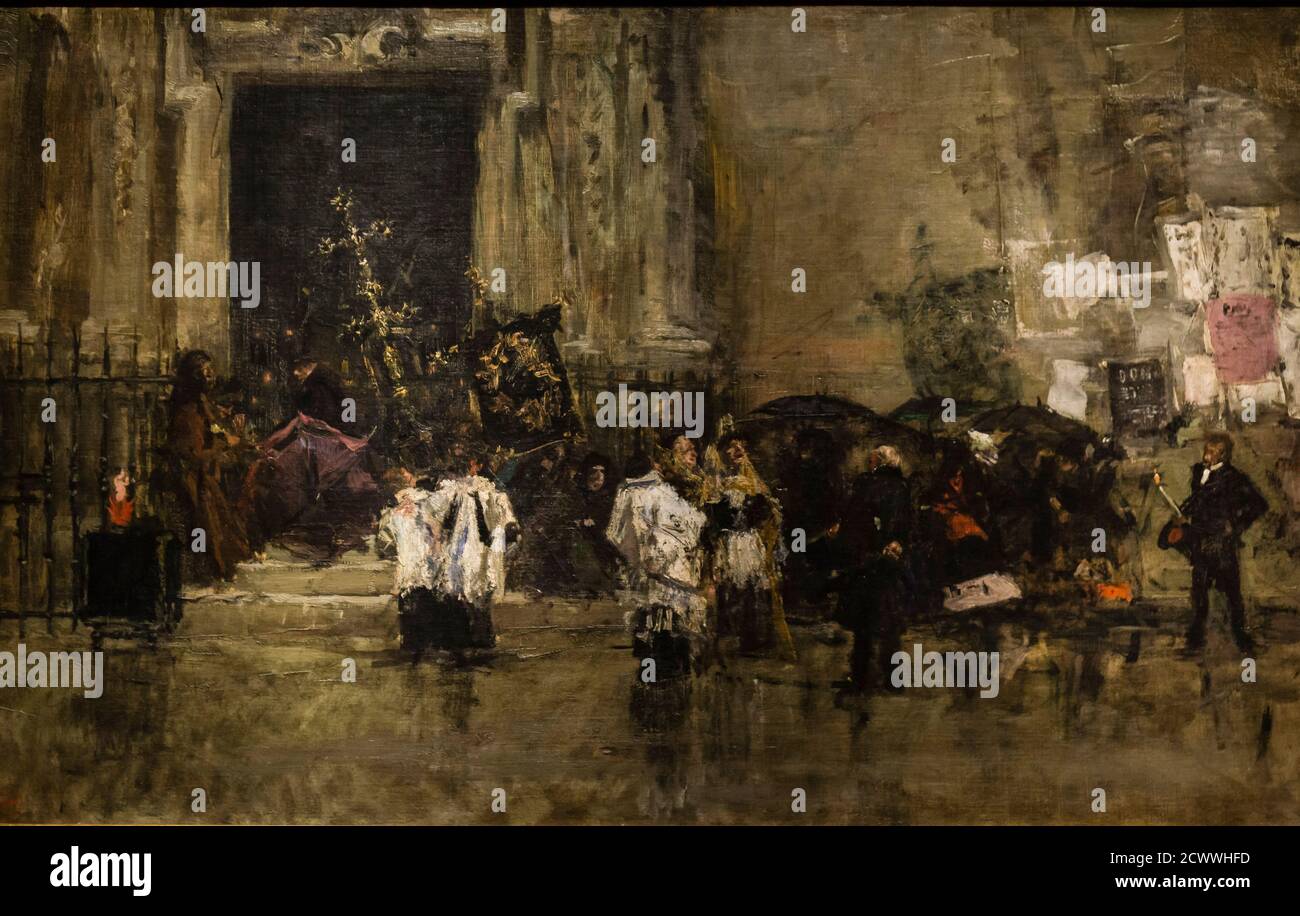 Mariano Fortuny , procesion sorprendida por la lluvia, Museo Nacional de Bellas Artes (MNBA) ,Buenos Aires, republica Argentina, cono sur, South Ameri Stock Photo