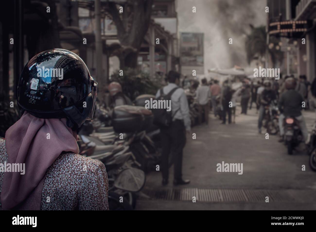 People overlooking fire crisis in Kuala Lumpur Stock Photo