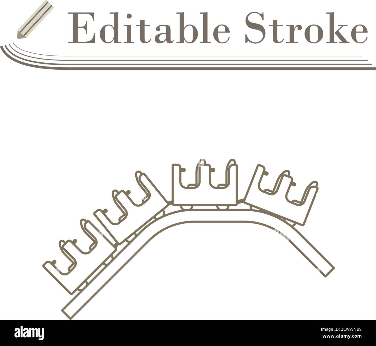 Small Roller Coaster Icon. Editable Stroke Simple Design. Vector Illustration. Stock Vector
