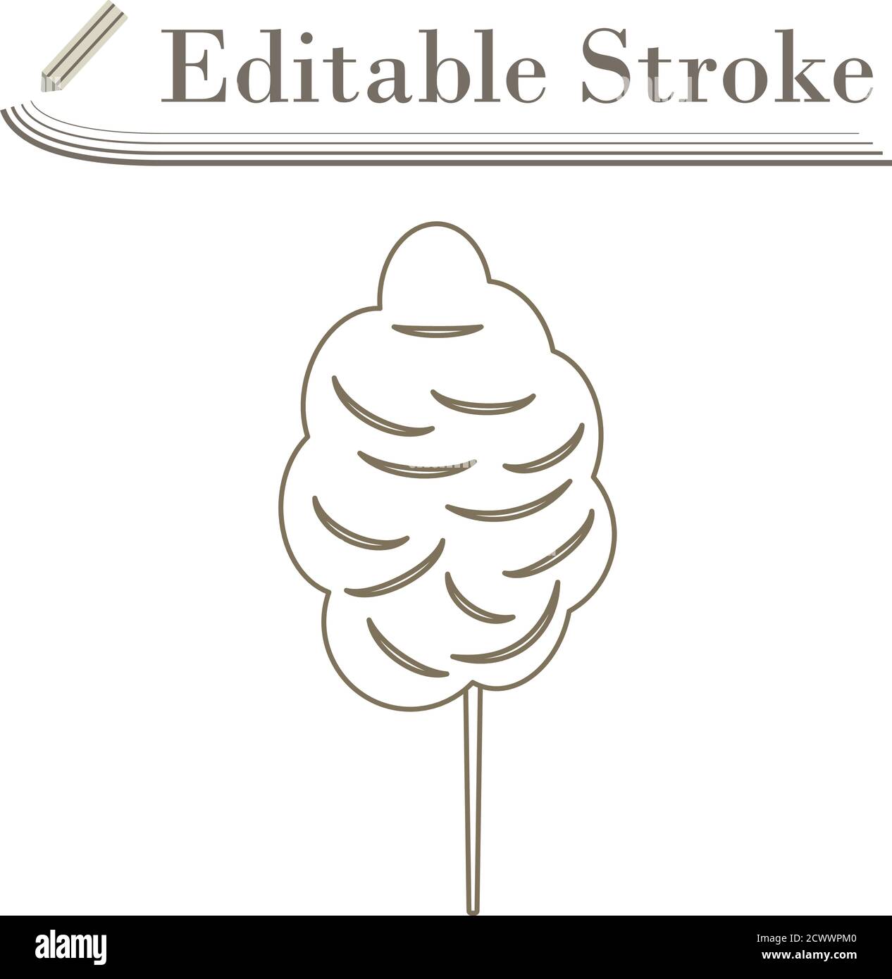 Cotton Candy Icon. Editable Stroke Simple Design. Vector Illustration. Stock Vector