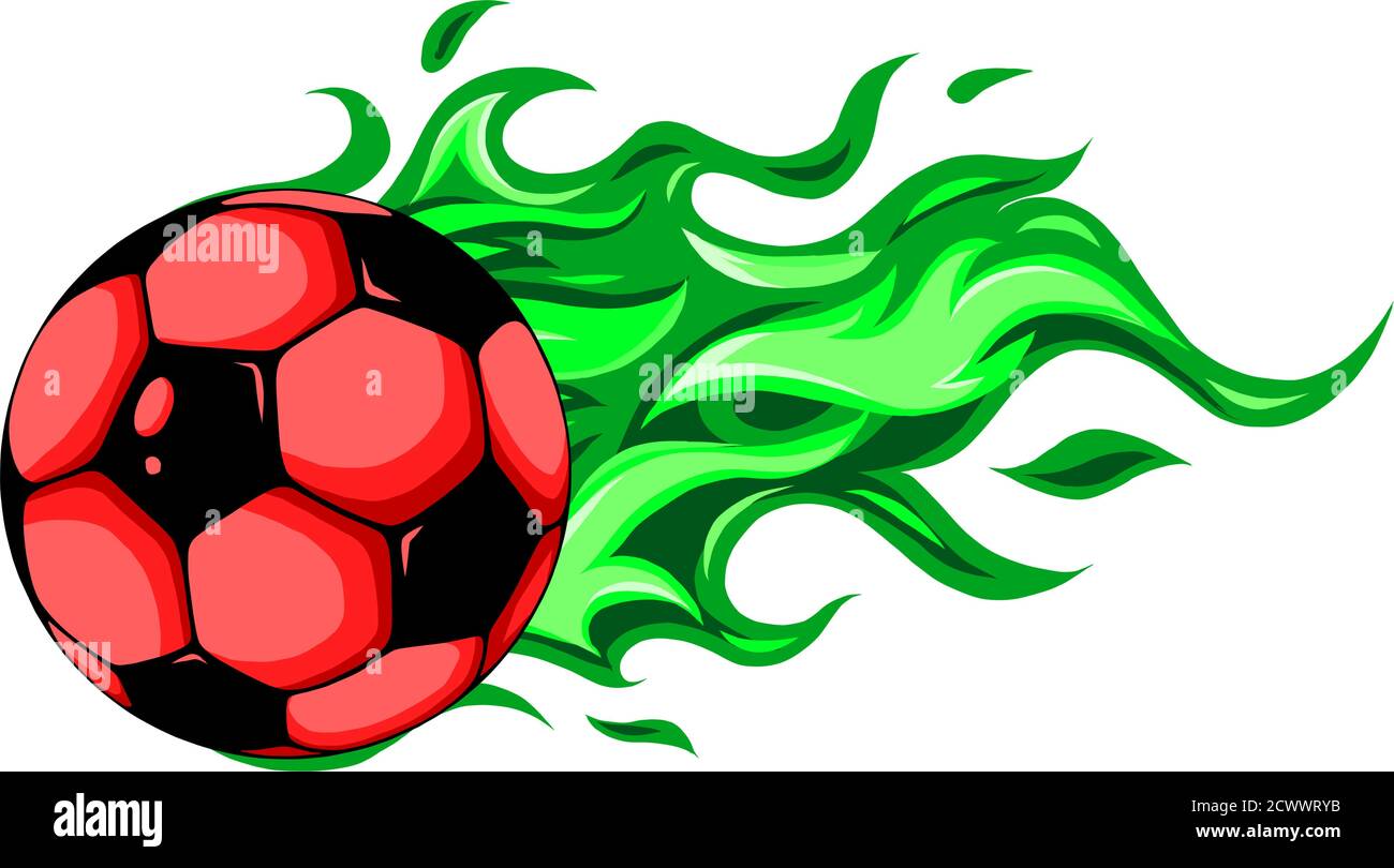burning soccer ball on white background vector Stock Vector