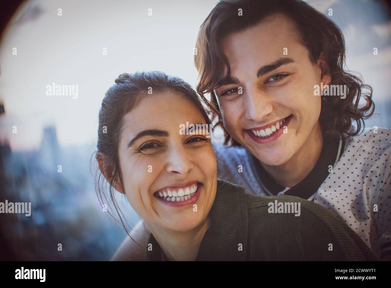 Close up portrait happy young couple Stock Photo