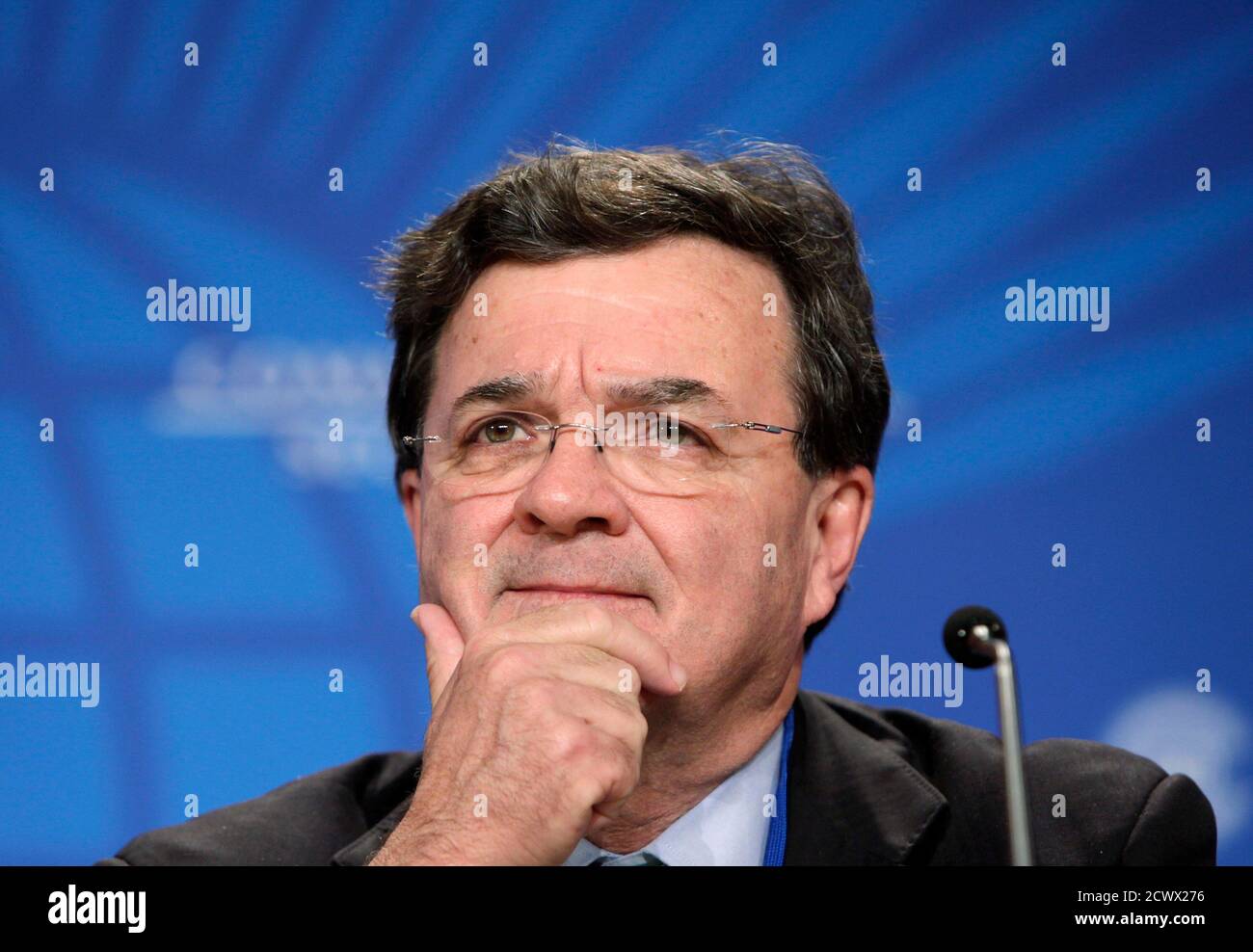 Canada's Finance Minister Jim Flaherty attends the Commonwealth Secretariat news conference during the annual IMF-World Bank meeting at the IMF headquarters in Washington October 8, 2010. REUTERS/Yuri Gripas (UNITED STATES - Tags: POLITICS BUSINESS) Stock Photo