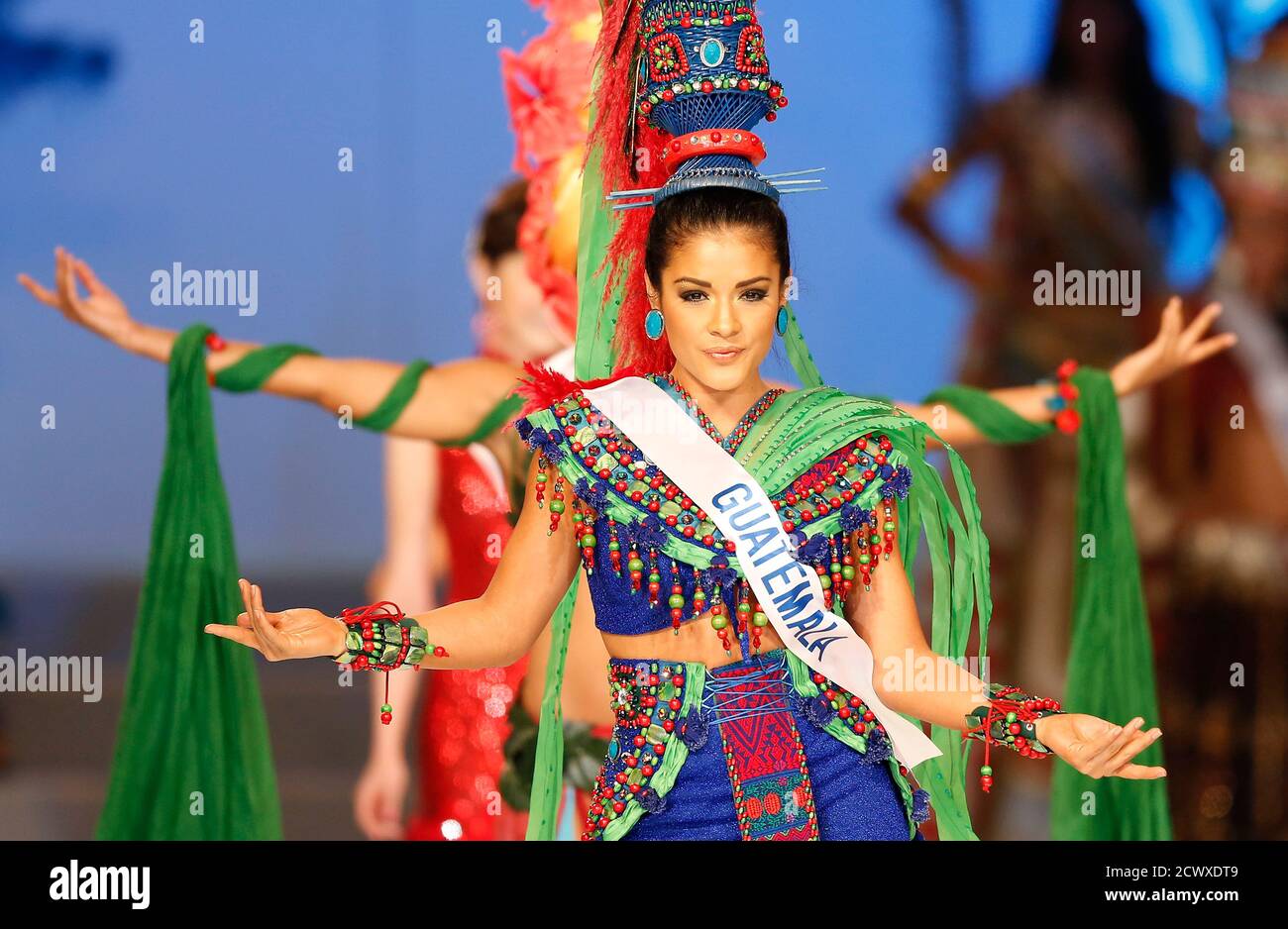 Miss Guatemala Sara Guerrero walks on stage during the national costume