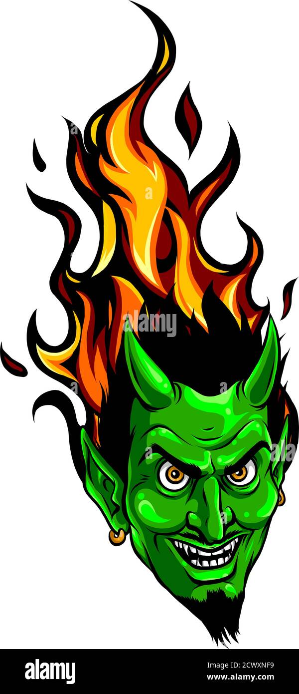 Smiling devil face. Vector illustration. image design Stock Vector