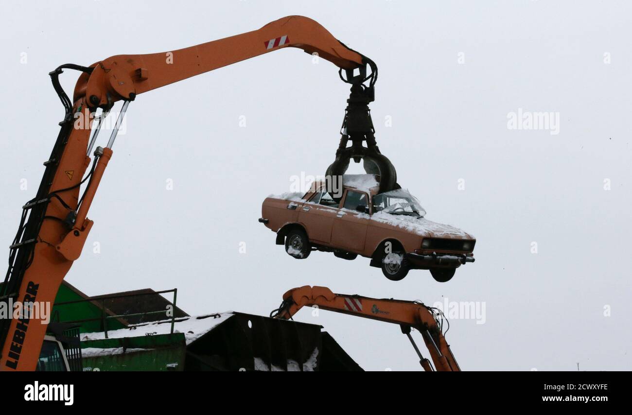 A Crane Processes A Car At Vtormet Scrappage Plant Outside Moscow January 30 2013 Scrap Dealer Yuri Vorontsov Hopes Business At His Vtormet Yard Outside Moscow Will Pick Up Soon Thanks To