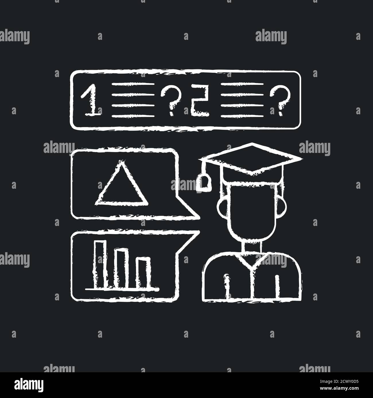 Oral exam chalk white icon on black background Stock Vector
