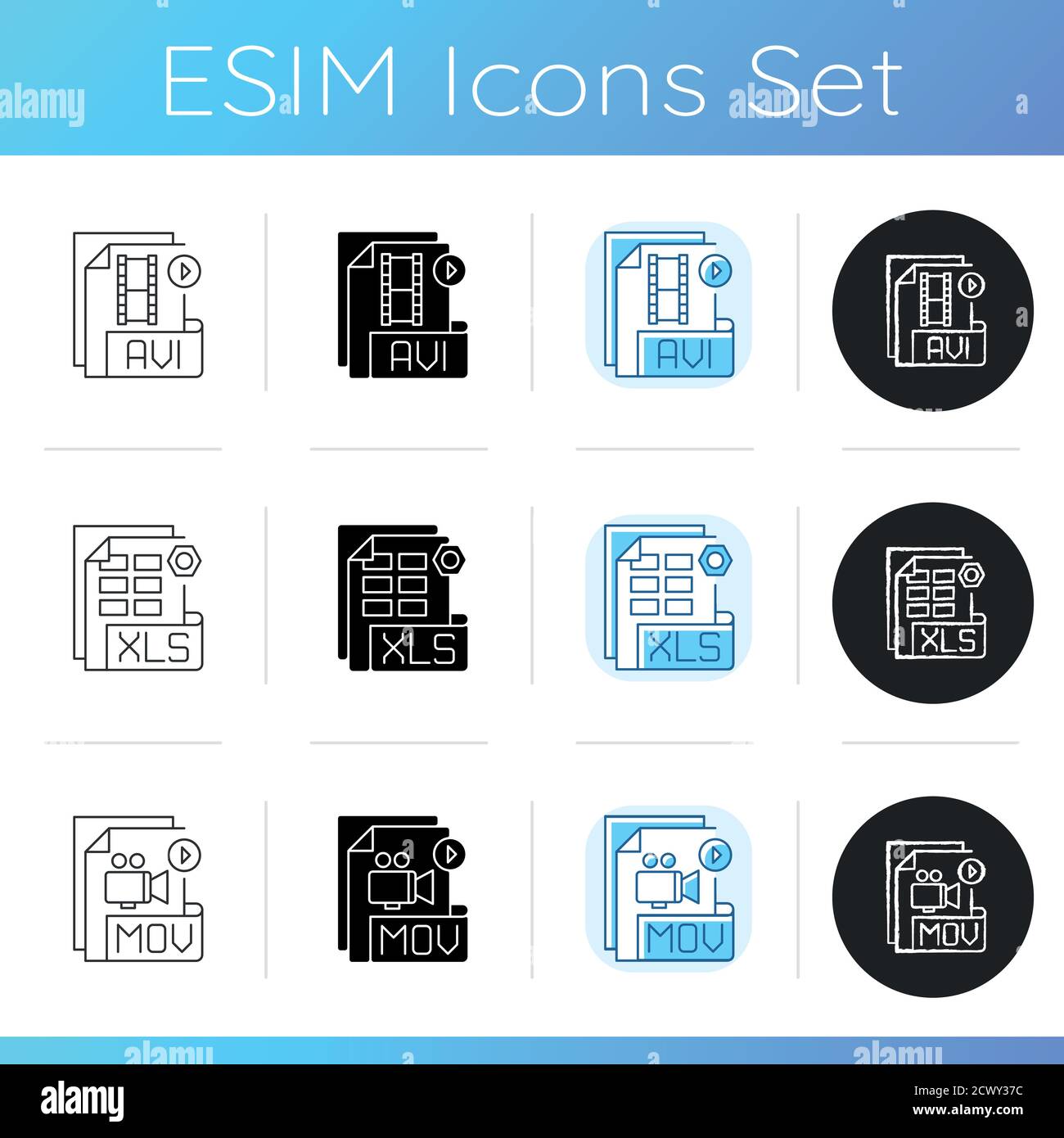 File types icons set Stock Vector Image & Art - Alamy