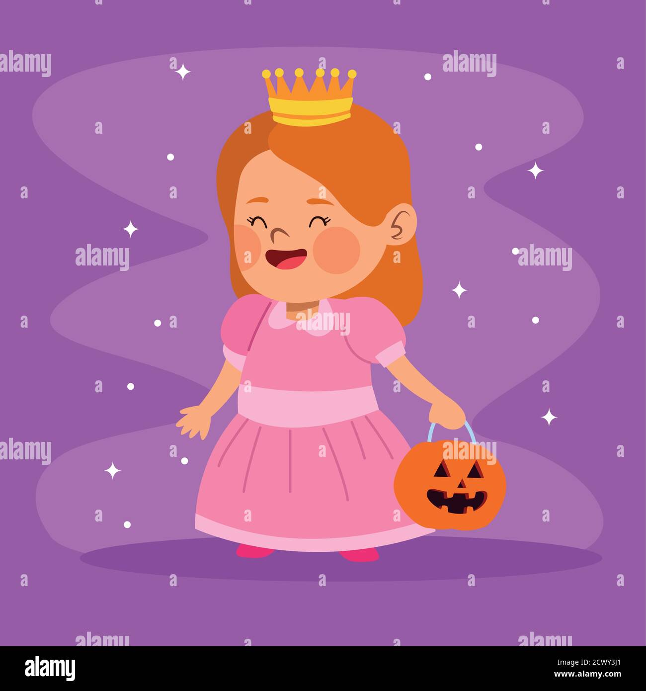 cute little girl dressed as a princess character vector illustration ...